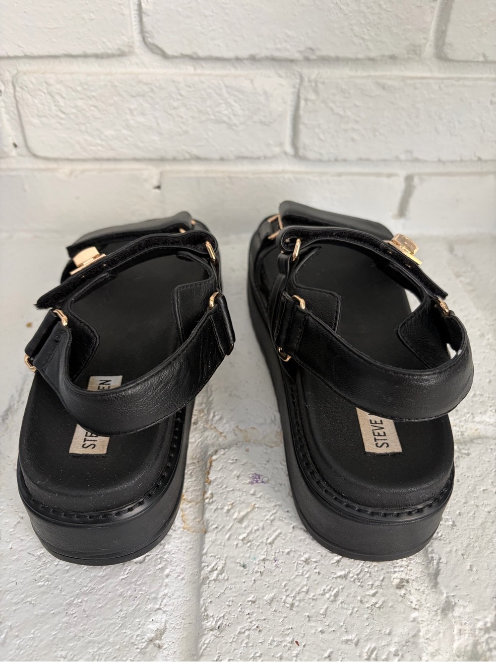 Steve Madden Big Mona Platform Sandals with Gold Hardware - Picture 2 of 7